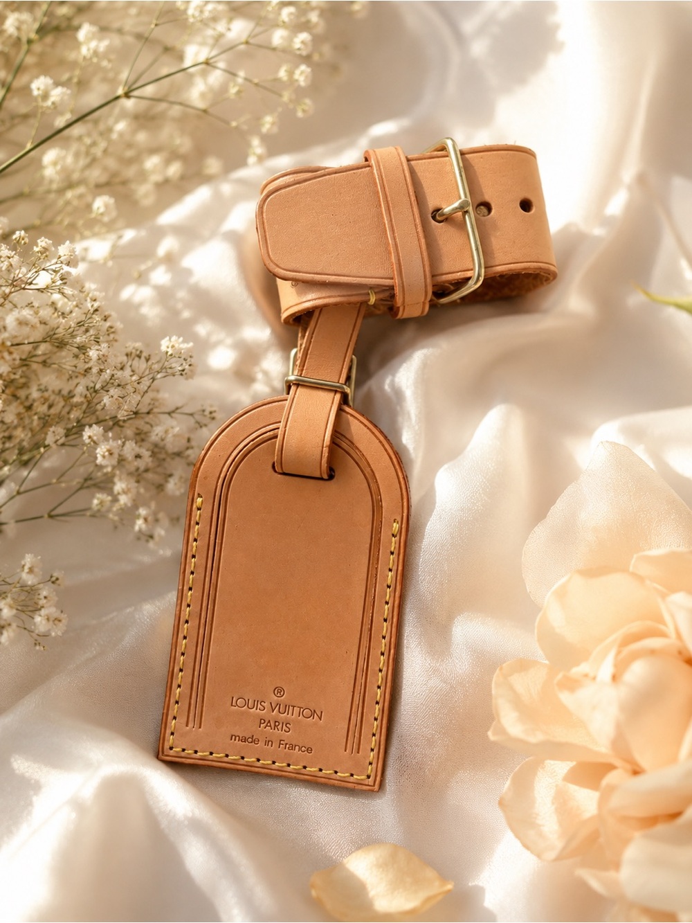 Louis Vuitton Tan Leather Luggage Tag